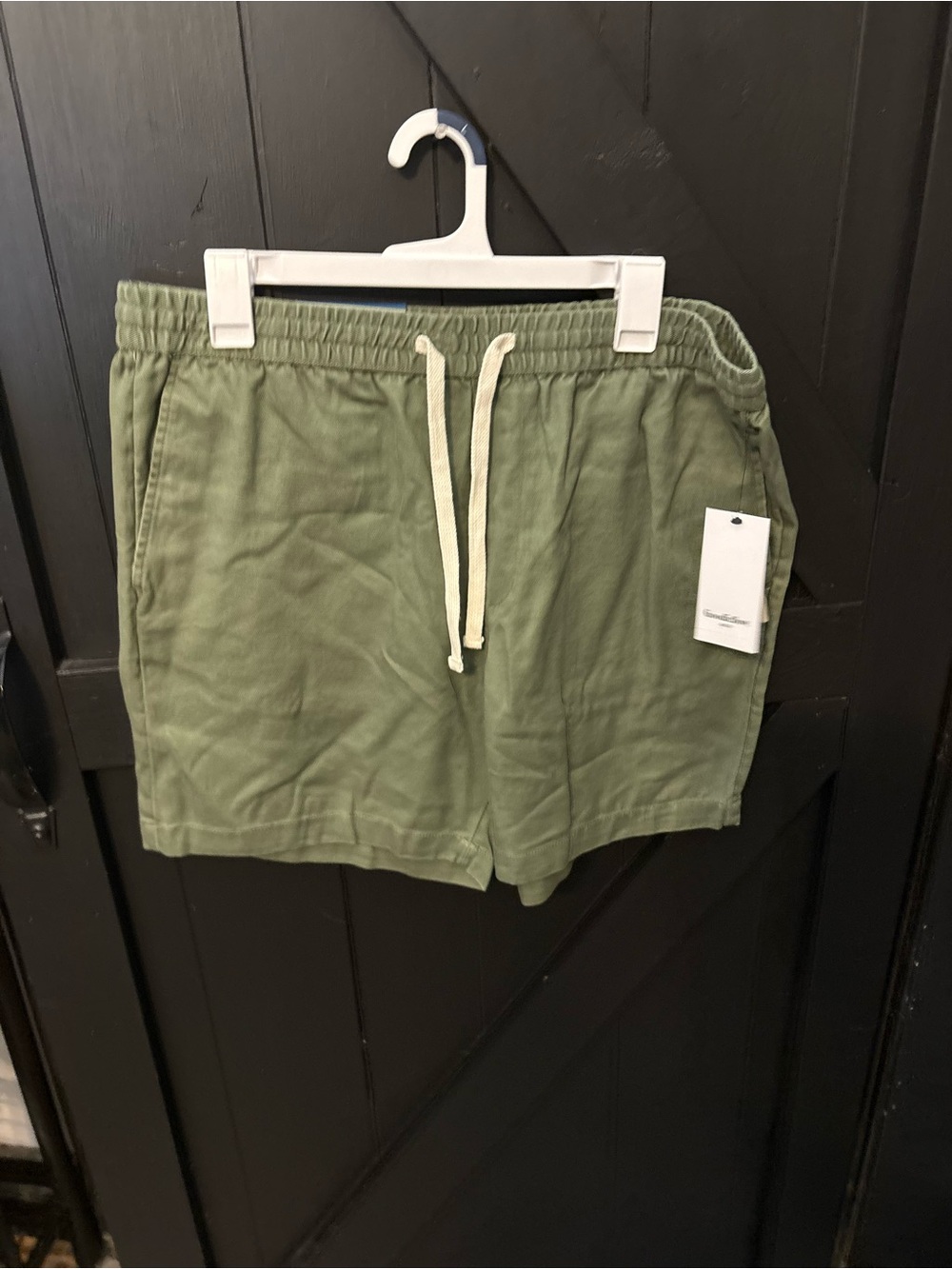 Target Olive Athletic Shorts with Cream Drawcord